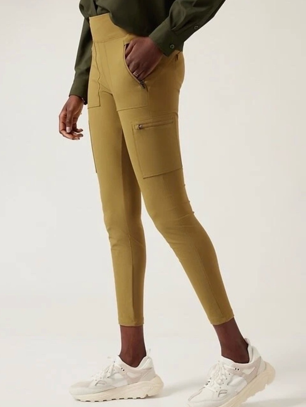 Athleta Olive Gold Cargo Leggings